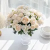 Dekorativa blommor 7 gaffel Silk Rose Peony Hortensia för julen Garland Decor Hem Candy Box Wedding Bouquet Artificial Pography Props