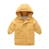 Casaco para baixo 2023 inverno estilo longo crianças 2-10 anos meninos meninas algodão-acolchoado parque casacos da criança crianças outerwear roupas quentes