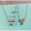 Designer Tiffeny Jewelry Diamond Clover Necklace Lucky Grass Women's 925 Silver Plated Rose Gold Chain AAA