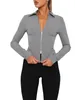 Giacche da donna Top da donna Manica lunga Colletto rovesciato Camicia slim fit con zip Streetwear Per Casual Quotidiano (Grigio M)