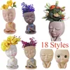 Jardinières Pots Filles Visage Tête Figurine Pot De Fleur Plante Succulente Résine Jardin Pot De Fleurs En Croissance Maison Table Ornements Décoratifs 230829