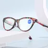 Sunglasses Cat Eye Reading Glasses Women Print Frame Flower Presbyopia Anti-Blue Ray Readers Computer Eyewear