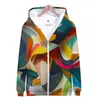 Men's Hoodies Textures 3D Zipper Fashion Colorful Classic Chinese Style Hoody Sweatshirts Casual Top