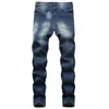 Mens Jeans skarvade lapptäcke American Fashion Y2K Slim Pants Vintage Retro Wash Casual Multi Porkets Design Male Denim Trousers 230829