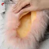 Новые зимние женские тапочки пушистые еноты Fox Slides Faux Fur Plush Fuzzy Flip Flop теплые пушистые туфли тапочки Женщина T230828