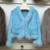 Womens Fur Faux Autumn Winter Real Jackets Natural Rabbit Coats Sticked Luxury Woman Clothing Female Coat Outwear 230828