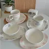 Dishes Plates Korean Ceramic Tableware French Letter Coffee Cup and Plate Household Dinnerware Cups Saucers 230828