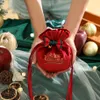 Christmas Velvet Candy Gift Bags Xmas Party Cookies Favors Packaging Bags 2023 New Year Kids Present Drawstring Bags