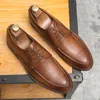 Robe chaussures hommes Oxford véritable cuir de veau classique affaires formel homme artisanal travail chaussures goutte