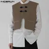 Tops 2023 Koreanischen Stil Neue männer Solide Alle-spiel Einfache Weste Mode Leder Schnalle Zipper Design Kurze Westen s-5XL HKD230828