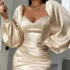 Casual Dresses 2023 Fashion V-neck Long Sleeve High Waist Slim Dress Wedding Dinner British Style Elegant Women Vestidos