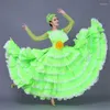 Stage Wear Femmes Pétale Robe espagnole Costume de danse Flamenco Corrida Flamengo Gypsy 360/540 degrés Performance S-3XL