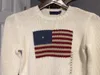 2024SS женский свитер, свитер-поло с длинными рукавами, пуловер, женский зимний винтажный женский роскошный трикотаж с флагом США, S-XL
