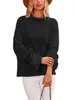 Women's Sweaters Fall For Women 2023 Drop Shoulder Long Bell Sleeve Mock Neck Sweater Split Hem Ribbed Knit Pullover Jumper