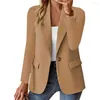 Women's Suits Women Suit Coat Single Button Solid Color Straight Anti-wrinkle Long Sleeve Formal Business Lady Office Spring Fall Jacket