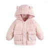 Down Coat 2023 Fashion Children Jacket Outerwear Boy And Girl Autumn Warm Hooded Kids Babys Lattice Coats Korean Style 0-6Y