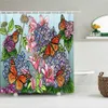 Shower Curtains Retro Flowers Butterfly Printing Frabic Shower Curtains Bathroom Curtain Waterproof Bath Curtain 180x180 With R230829