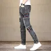 Jean Patchwork coloré pour hommes, pantalon en Denim déchiré de haute qualité, léger et luxueux, à la mode, pour motard; 230829 HKD