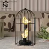 Creative Birdcage Iron Hollow Table Lamps Warm Light Vintage Candle Holder Lantern Bedroom Bedside Desk Light For Home Decor HKD230829