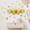 Wallpapers 30 60cm Plant Sunflower Color Butterfly Cartoon Wall Sticker Background Living Room Bedroom Decoration Mural