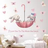 Wall Stickers Cute Bunny Hearts for Children Kids Rooms Girls Baby Room Decoration Nursery Kawaii Cartoon Rabbit Wallpaper Vinyl 230829