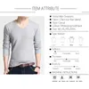 Mens Sweaters TFETTERS Simple Autumn Long Sleeve Tshirt for Young Men Vcollar Pure Slim Thin Knitted Pullovers 230828