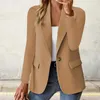 Women's Suits Women Suit Coat Single Button Solid Color Straight Anti-wrinkle Long Sleeve Formal Business Lady Office Spring Fall Jacket