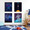 Astronaut Space Universe Rocket Canvas Painting Art Prints Boys Gift Posters Wall Pictures Modern Kids Bedroom Living Room Decor No Frame Wo6