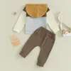 Kläder sätter småbarn pojke höst våffla kläder kontrast färg lapptäcke långa ärm huva byxor 2 st varma outfit