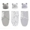 Couvertures d'emmaillotage 100 coton bébé Swaddle couverture Wrap chapeau ensemble pour bébé réglable né 0 6 mois 230828