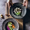 Блюдные тарелки Японесства творческая керамическая домохозяйственная соломенная шляпа глубокая суп Паста Западная посуда 230828
