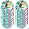 Talheres descartáveis Hawaii Flamingo Placas de papel Fontes de festa Toucan Talheres Aniversário Floral Vegetação Plantas Set Dinnerware Serve Dhcf8