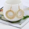 Stud Oorbellen Rotan Boho Handgemaakte Geweven Rieten Hoop Dangle Earring T8DE