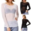 Camisoles Serbatoi 2023 Primavera Autunno Camicetta a rete trasparente sexy da donna Camicia elegante trasparente a maniche lunghe femminile Moda Donna Top