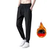 Calças masculinas lã quente forrado moletom atlético inverno ativo cordão treino jogger com bolsos pantalones hombre