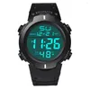 Armbanduhren Männer Schwarz Großer Bildschirm Sport Elektrische Uhr Mode Multifunktional Für Wasserdichte Kalender Reloj Hombre