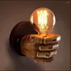 Wall Lamp Retro Creative Fist Shape Light Holder Industrial Style Year Decoration For Home Bar Ligthting