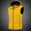 Gilet da uomo Moda Slim Fit Caldo gilet antivento Coppia senza maniche Staccabile Tinta unita Con cappuccio Piumino in cotone Logo personalizzabile