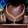 Halsband örhängen set qoolady ädla multicolor cz zircon gul guld färg brud bröllop parti blad droppe 4 pc för brudar z092