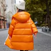 Manteau en duvet pour filles, veste d'hiver brillante, longue plume de canard blanc, parka ample, vêtements pour enfants, combinaison de neige brillante, 2023