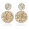 Stud Oorbellen Rotan Boho Handgemaakte Geweven Rieten Hoop Dangle Earring T8DE