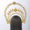 Gotisk tiara krona pannband halloween vintage solgudinna barock halo huvudstycke cosplay tillbehör