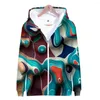 Herrtröjor texturer 3d blixtlås mode färgglada klassisk kinesisk stil hoody tröjor avslappnad topp