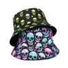 Skull Print Bucket Hats Women Men Hip Hop Reversible Fisherman Caps Summer Sunshine Outdoor Panama Female Sun Hat HCS338