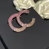 20 stil Einfache Doppel Brief Messing Broschen Berühmte Marke Luxurys Desinger Geometrie Brosche Frauen Kristall Strass Anzug Pin Mode schmuck Zubehör