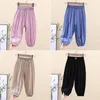 Pantalons enfants ourlet élastique pantalons garçons filles glace soie décontracté survêtement pantalon solide moustique enfants vêtements longs