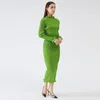 Work Dresses Miyake Pleated Two Piece Sets Autumn Winter Green Skirt Korean Fashion Women Elegant Casual Designer Aesthetic Clothes