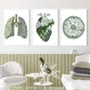 Zielony abstrakcyjna medycyna anatomia płuca płuca nordyckie plakaty i drukuje sztuka ścienna płótna malowanie zdjęć do kliniki dekoracji HKD230829