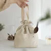 Lunch Bags Drawstring Canvas Insulated Bag Thicken Aluminium Foil Thermal Bento Box Tote Cooler Handbags Picnic Food Dinner Container 230828