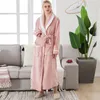 Dames Nachtkleding Flanel Gewaad Lange Kimono Badjas Jurk Paar Warme Herfst Winter Verdikte Koraal Fleece Homewear Loungewear